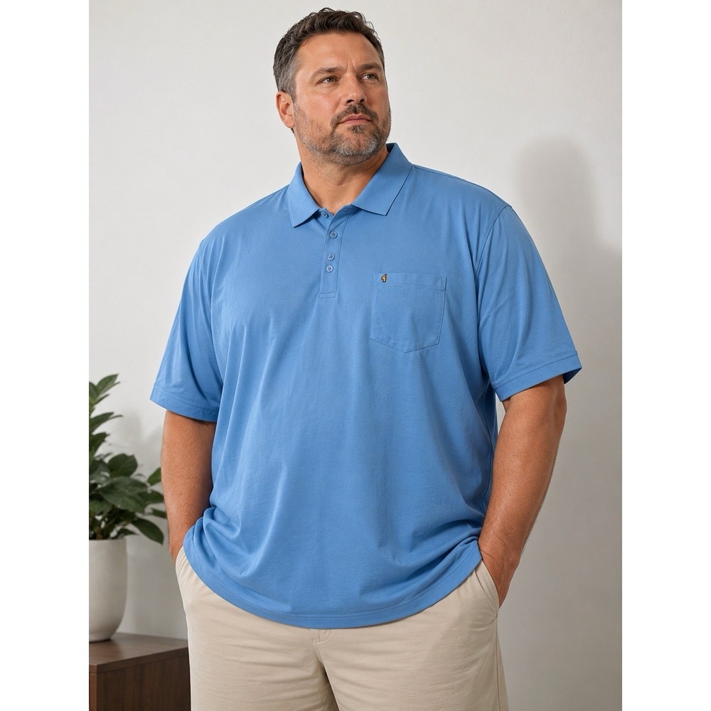 GABICCI COLLEZIONE Shirt Sleeve Polo Shirt 3XL Blue Shadow Pocket Logo NWT -3002